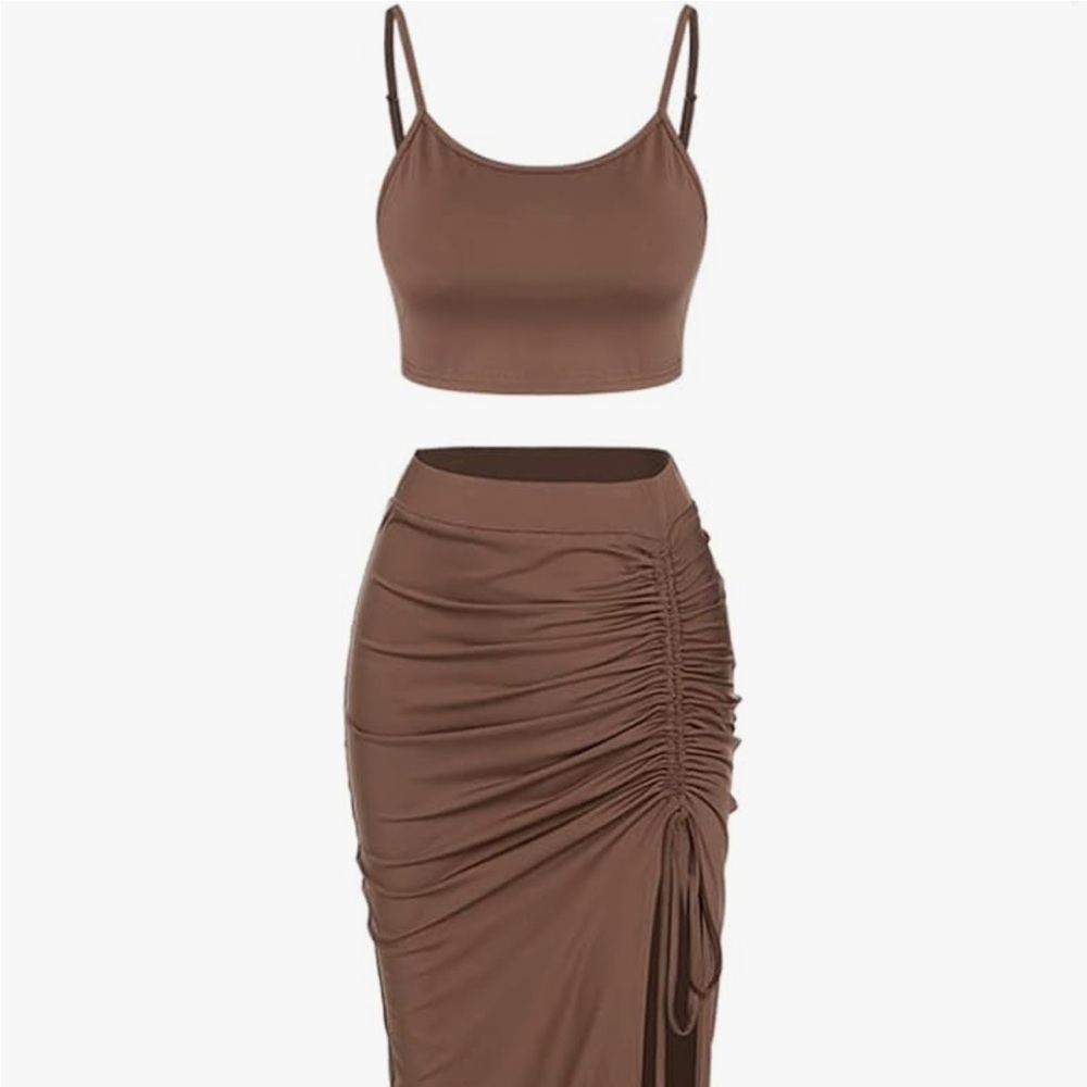 Brown 2 Piece Bodycon Set
